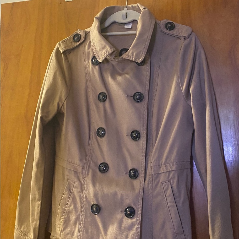 Women's Tan Double-Breasted “pea coat” design jacket